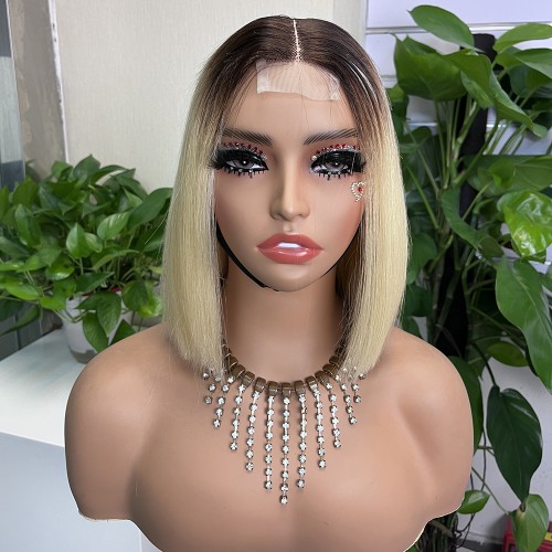 2x6 #4/613 Colored Straight BOB Lace Closure Virgin Human Hair Wig | Human Hair Wig | Lace Front